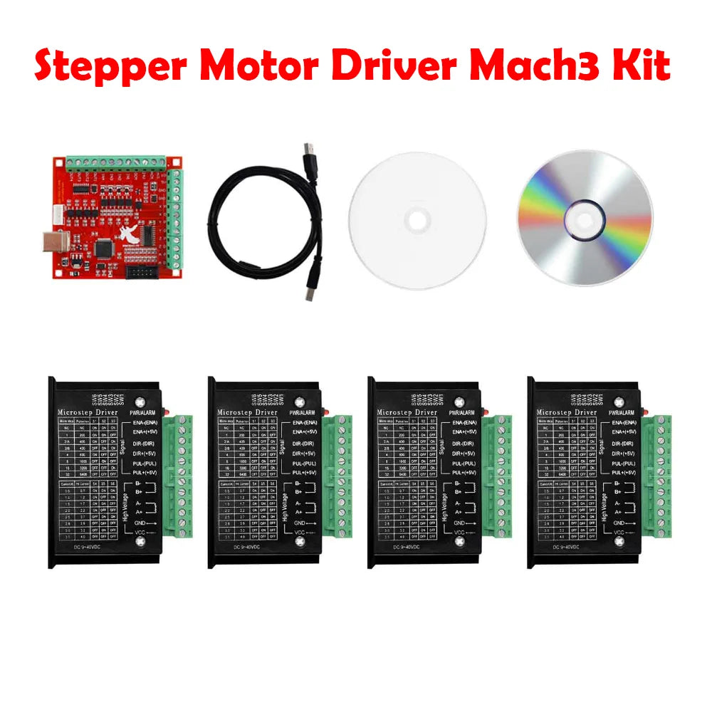 Stepper Motor Driver TB6600 23 NEMA 34 42/57/86 NEMA 17 4A DC9-40V CNC USB MACH3 Four-Axis Motion Controller, for Stepper Motors