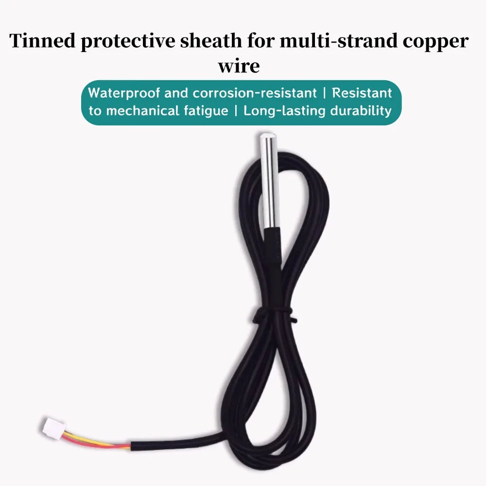 Stainless Steel Waterproof DS18B20 Digital Temp Sensor Probe 1m Cable PH2.0 Interface for Arduino ESP32 Microbit Raspberry Pi