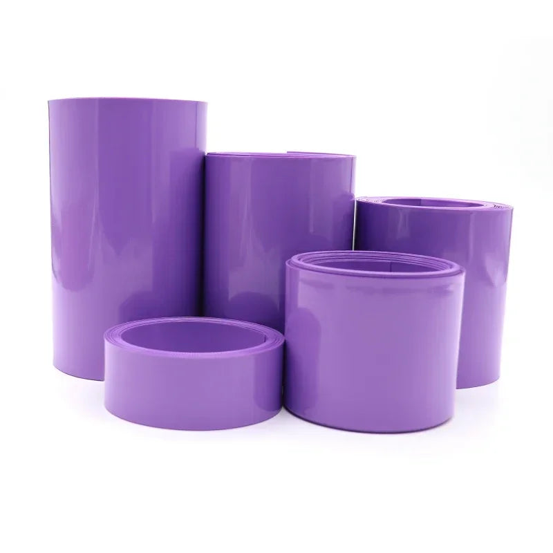 23mm~130mm Purple PVC Heat Shrink Tube Pack 18650 Lipo Battery 1M~20M Insulated Film Wrap Lithium Case Protection Cable Sleeve