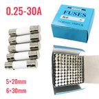 0.25A 0.5A 1A 2A 3A 4A 5A 6A 6.3A 8A 10A 15A 20A 25A 30A Ceramic Fuse 5x20 6x30 Mm