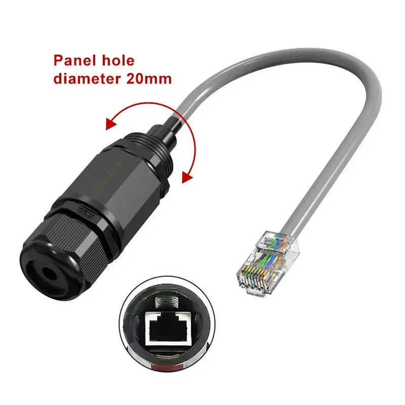 RJ45 Outdoor Network Connectors IP67 M20/22 Aviation Plug with 25cm Wire Rj45 Crystal Head Socket Cat5 Network Cable Waterproof
