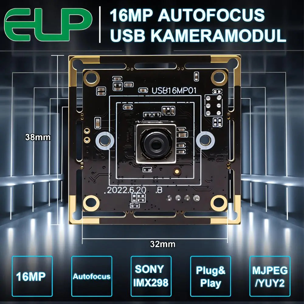 ELP 16MP Autofocus USB Camera IMX298 Sensor UVC Webcam for Barcode QR Code Identification