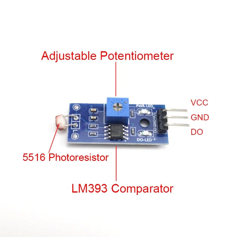 5516 Photoresistor Module LM393 Digital Output Light Switch for Arduino ESP32 Raspberry Pi Solar Rain Sensor DIY Kit Electronic