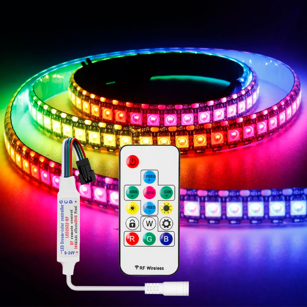 WS2815 Led Strip With14/17/21Keys Controller (WS2812B WS2813 Updated) RGB Individually Addressable Kits 30/60/144 Leds/M DC12V