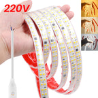 AC 220V LED Strip Waterproof 240Leds/M 3000K 4000K 6000K Home Decor Self Adhesive Tape Chain Light Flexible Ribbon Strip