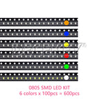 600pcs=6colors x 100pcs 5050 5730 1210 1206 0805 0603 0402 SMD LED Diode Kit Red / Green / Blue / White / Yellow/ Orange