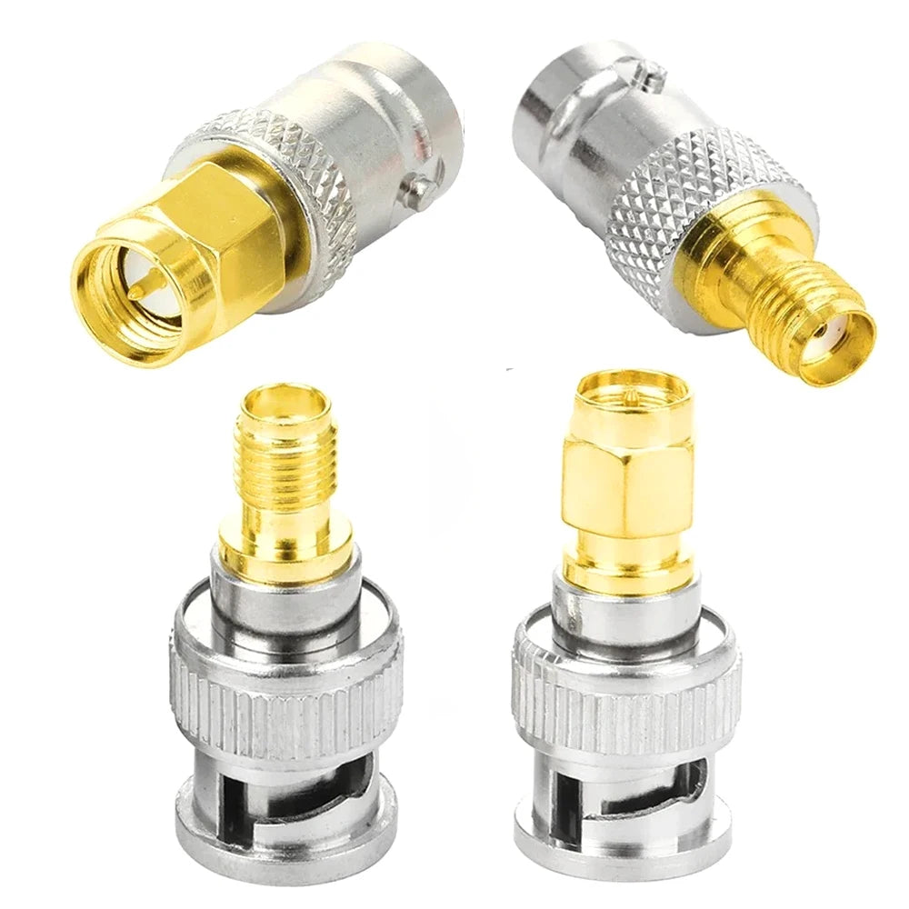 2PCS SMA Male to BNC Female + SMA Female to BNC Male RF Coaxial Adapter Connector for WiFi Antenna Radio Ham Walkie Talkie