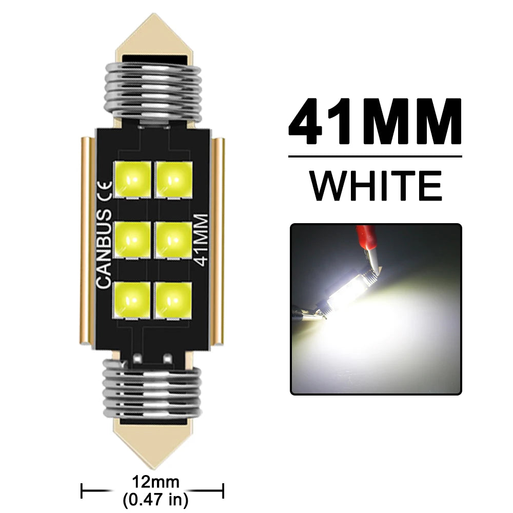 2/4/8/10/20 PCS CANBUS C5W LED Bulb Festoon 31mm 36mm 39mm 41mm 12V 3030-6SMD White Car Interior Dome Trunk License Plate Lights