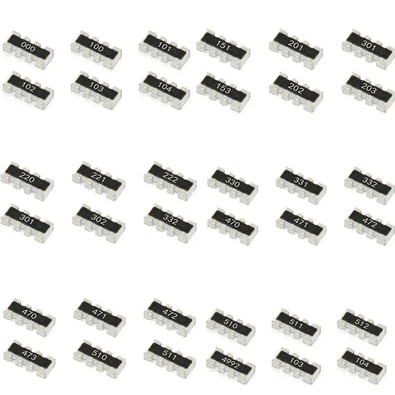 100pcs 0603*4 8P4R 2*4P 1608 Network Resistor SMD Array 0R 22R 33R 47R 100R 150R 200R 220R 300R 330R 390R 470R 510R Ohm 1608