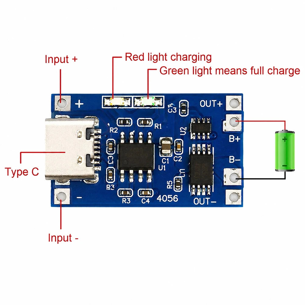 1/3/5pcs Type-C Micro Mini USB 5V 1A 18650 TP4056 Lithium Battery Charger Module Charging Board With Protection Dual Functions