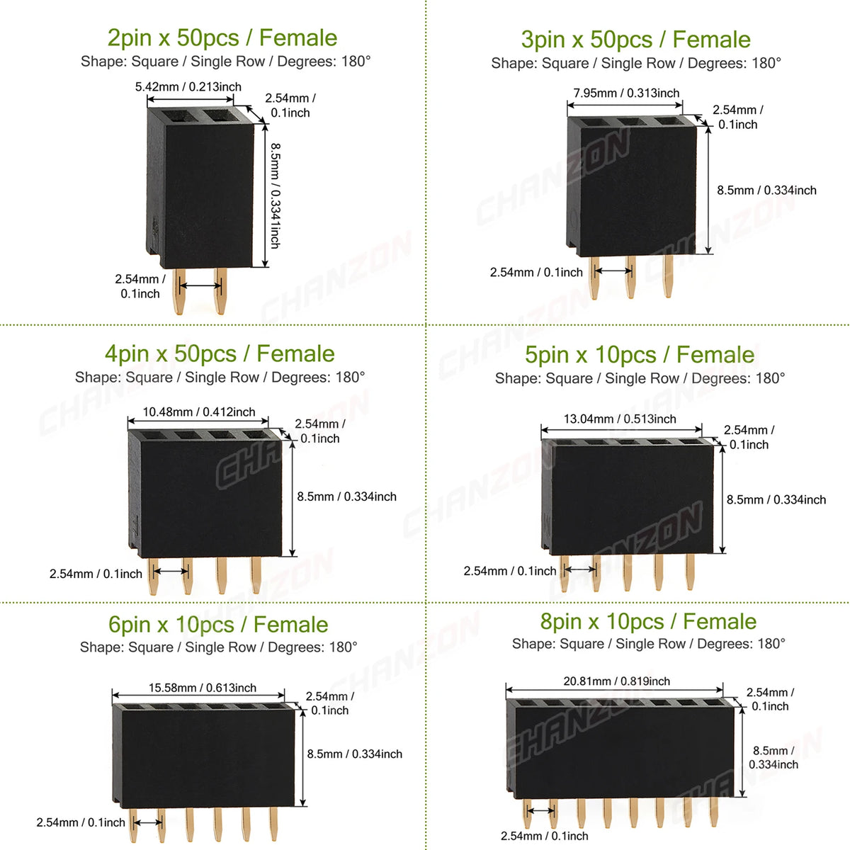 2 3 4 5 6 8 10 12 15 20 40 Female Pin Header Socket Gold Plated Solderless Single Row 2.54mm 2.54 mm 4pin 20pin 40pin Connector