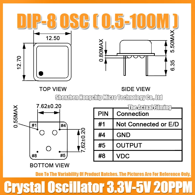 (2PCS) DIP-8 16M 16MHZ 16.000MHZ OSC 4PIN Half Size Active Square Crystal Oscillator 3.3V-5V-Compatible 15PF 20PPM