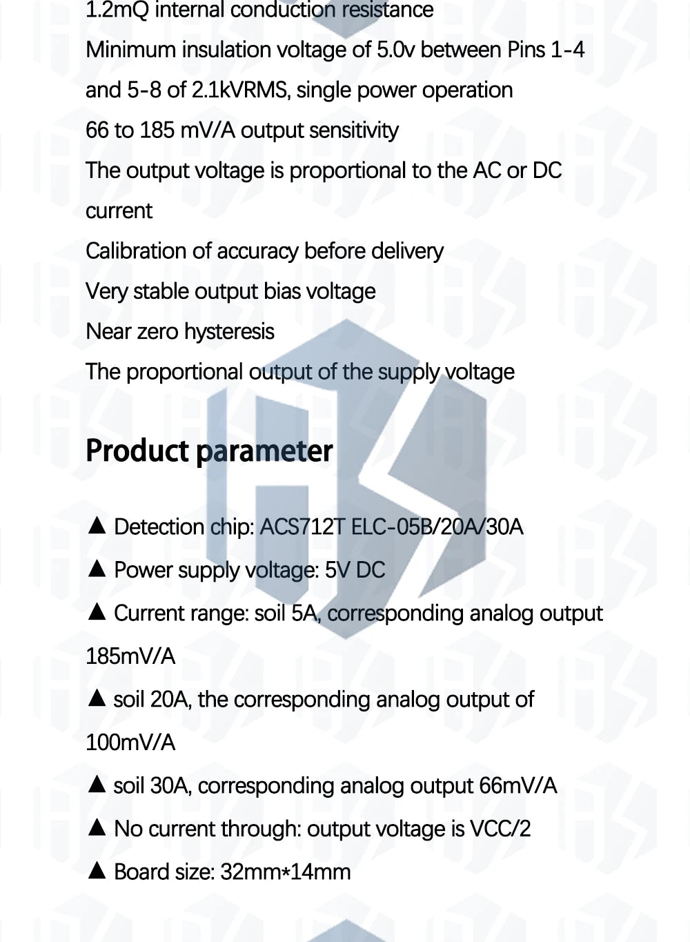 1~10PCS ACS712 5A 20A 30A  Range Hall Current Sensor Module ACS712 Module For Arduino 5A 20A 30A