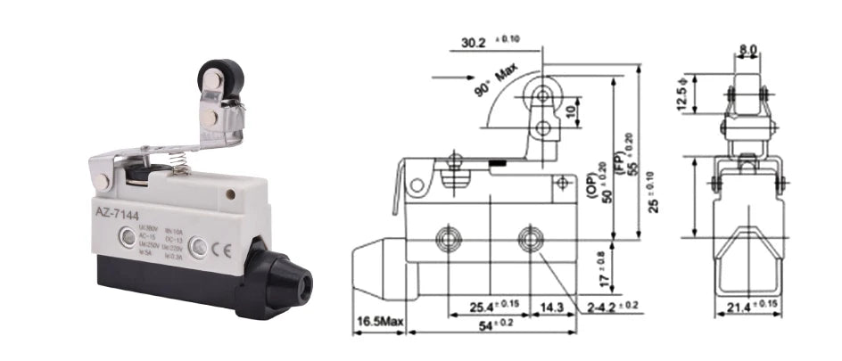 10pcs/lot Micro Limit Travel Switch Waterproof Momentary AZ-7312 AZ-7311 AZ-7121 AZ-7310 AZ-7141 Straight 90 degree Roller Lever