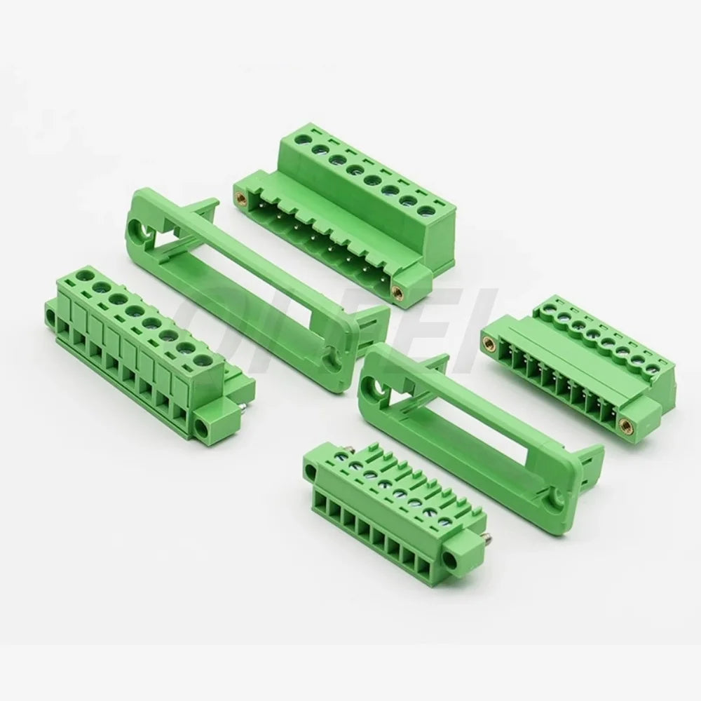 1sets 2EDGWC 3.81mm 5.08mm 3.5mm Pitch 15EDG Terminal Block Through-wall Welding-free Plug-in Type 2~24P with Flange Fixed Panel