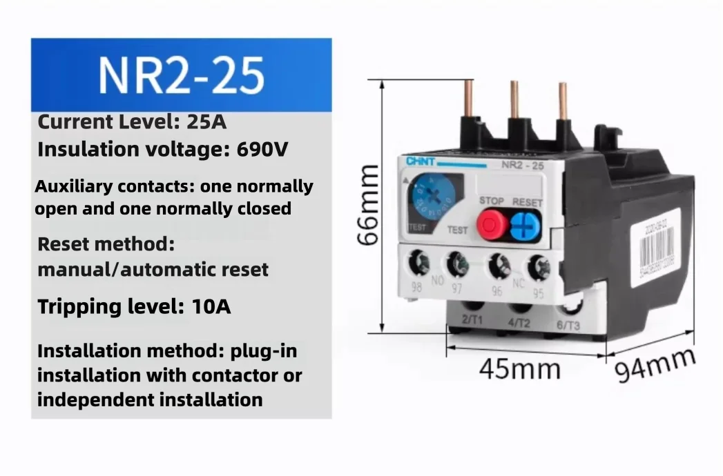 CHINT NR2-25 NR2-36 0.63-1A 28-36A Thermal Protection Relay Thermal Overload Relay