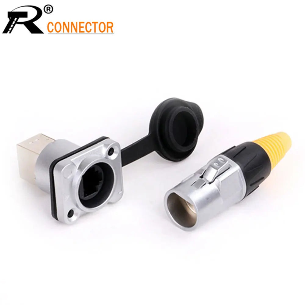 10pcs Waterproof D type RJ45 Connector Female to Female Socket Metal Shell Chassis Panel Mount Network Ethernet RJ45 Adapter