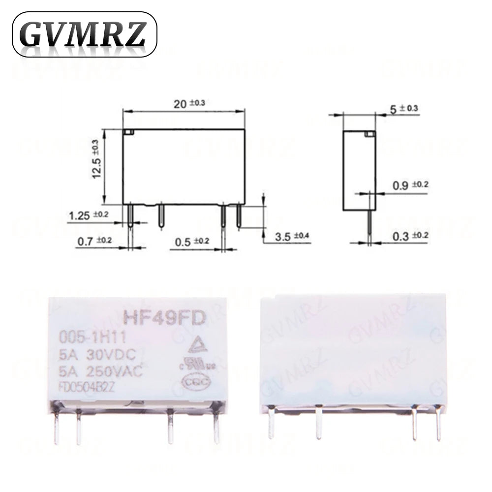 4P HF49FD Relay HF49FD-005 012 024 1H11 4Pin 5A Relays DC 5V 12V 24V HF49FD-005-1H11 HF49FD-012-1H11 HF49FD-024-1H11