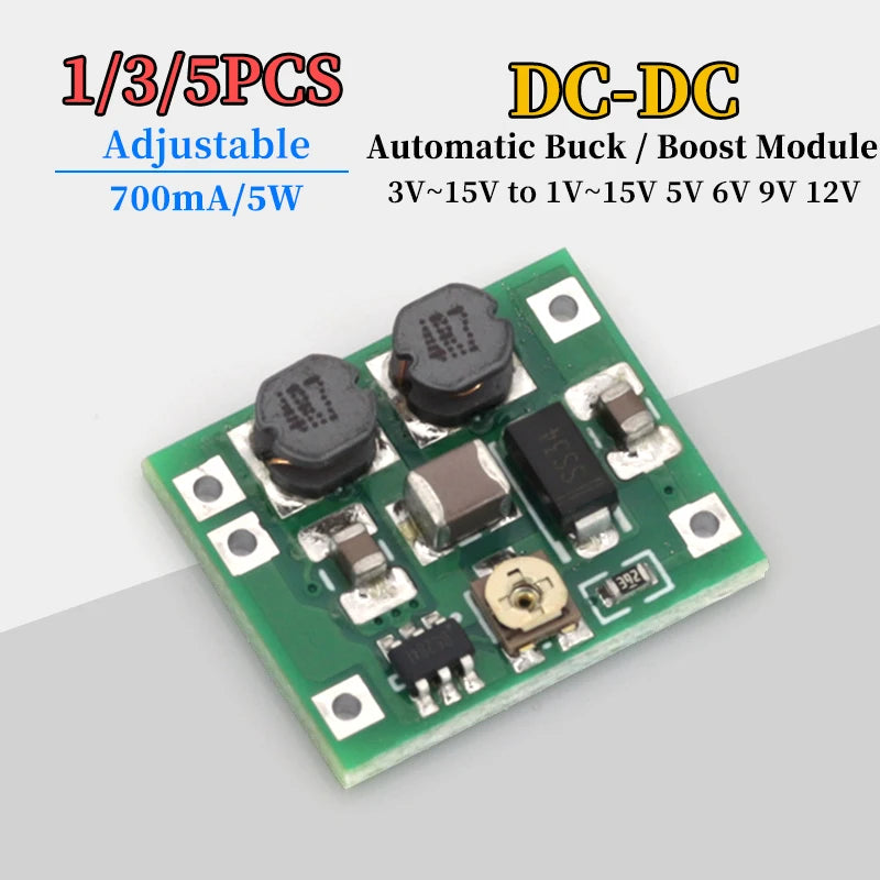 1-20PCS DC-DC buck-boost Converter module 3V~15V to 1V~15V 5V 6V 9V 12V 700mA/5W Automatic Adjustment Step Down/UP Power Voltage