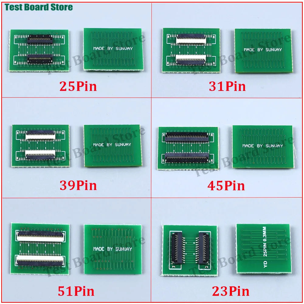 FPC FFC Flexible Flat Cable Extension Connection Board 0.3 MM PCB Pitch 21Pin 25 31 39 45 51 PIN Connector FPC Adapter
