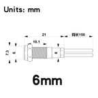6mm 8mm 10mm 12mm LED Metal Indicator Light Signal Lamp with Wire 3V 5V 6V 12V 24V 110V 220V Red Blue Green Yellow White
