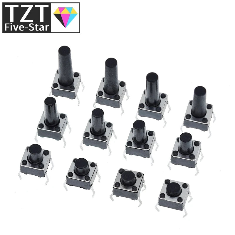 GREATZT 6X6X5/4.3/5.5/6/7/8/9/10/13MM Tact Switch Push Button Switch 12V 4PIN DIP Micro Switch For TV/Toys/home use Button