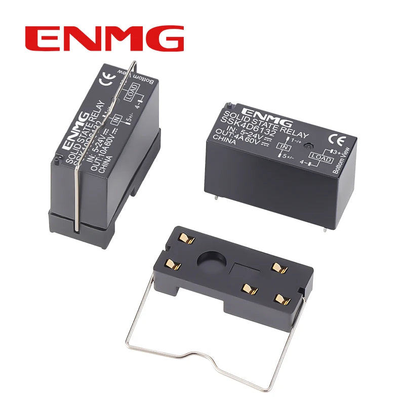 ENMG PCB Mount Solid State Relay, SSK10D6132 Miniature Pin-Type DC Control DC/AC 24V Printed Circuit Board Mount Plug-in Type.