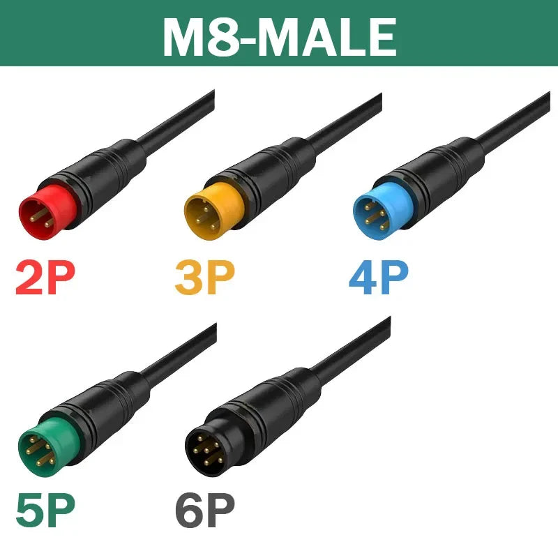 5/20/100Pcs Julet M6 M8 Waterproof Electric Bicycle Butt Joint Plug Male Female Ebike 4 Pin Display Cable Connector Wire 20cm