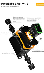 FILN 30A 12V 24V 220V Waterproof Inline Toggle Switch with LED IP65 Sealed Outdoor Box Inline Cord Rocker Switch Power