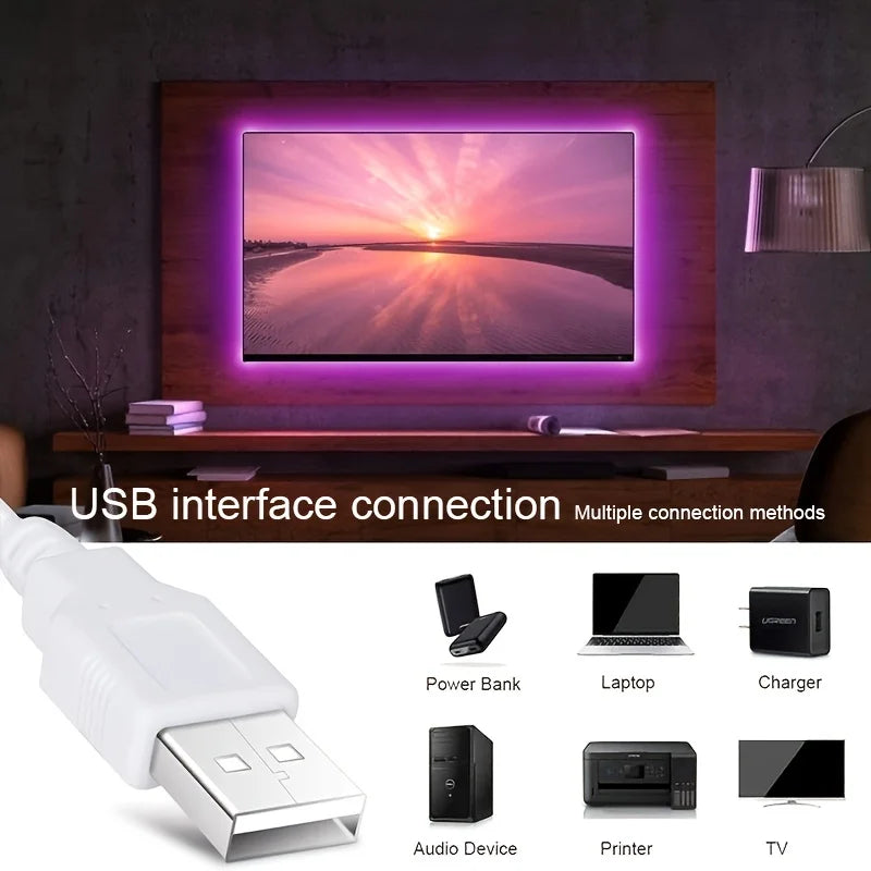 LED 5050 Light Strip 5M 10M 20M 30M RGB TV Background Light Bluetooth Control USB Game Room Family Party Decorative Light Strip