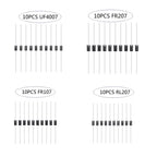 4 Value Fast Recovery Rectifier Diode UF4007 FR207 FR107 RL207 Axial Doorbell Schottky Diode Switching Dioden Each Modle 10PCS