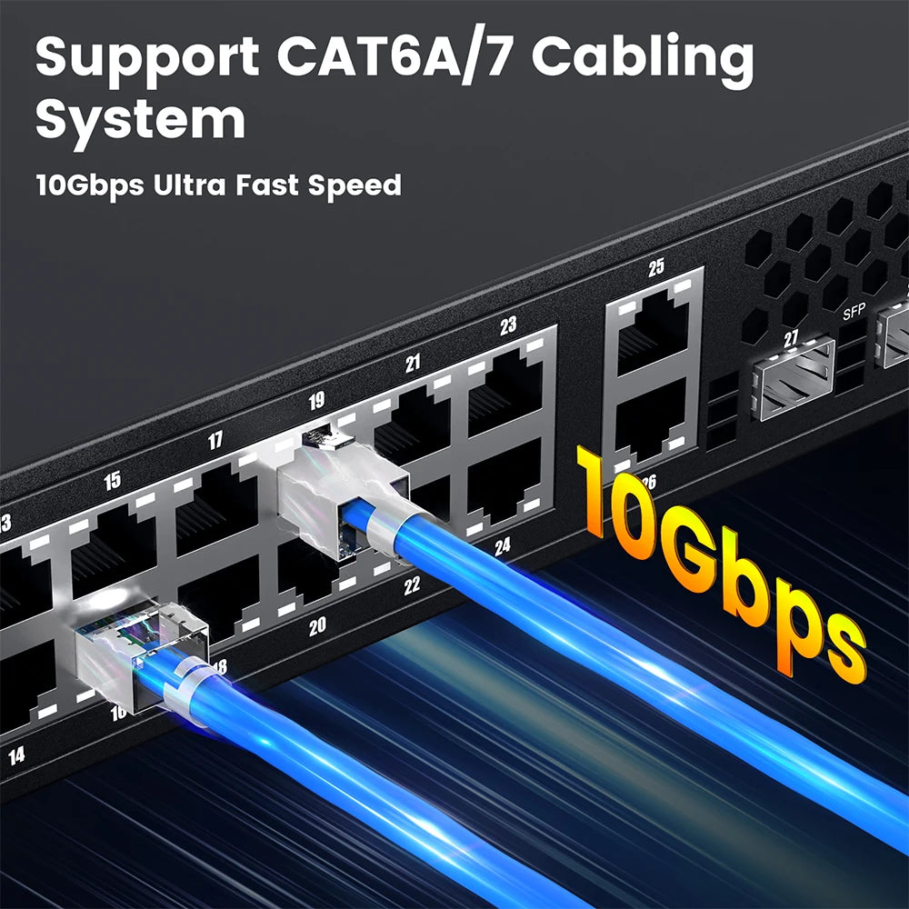 AMPCOM CAT7 RJ45 Connector, Pass Through CAT6A RJ45 Ethernet Plug for CAT 7 Solid or Stranded Network Cable with 1.5mm Load Bar