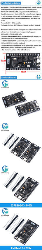 CP2102 ESP8266 NodeMCU V3 CH340/CP2102 Lua WIFI module + memory 32M Flash + USB-serial CH340G