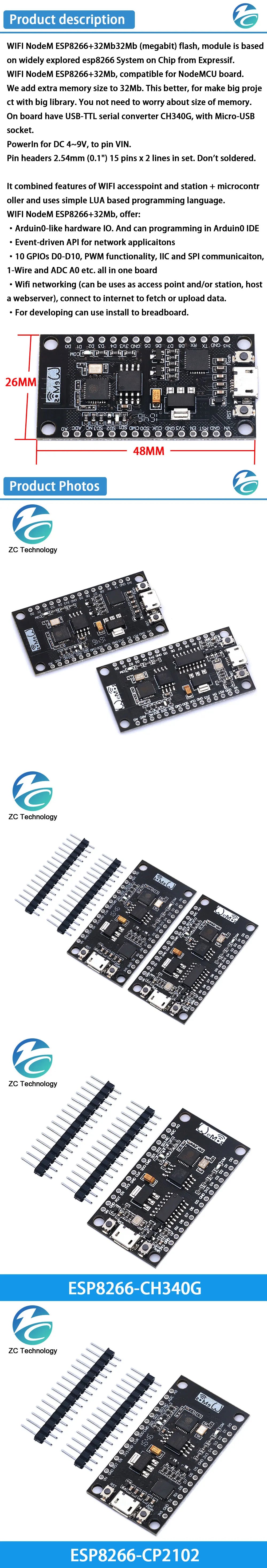 CP2102 ESP8266 NodeMCU V3 CH340/CP2102 Lua WIFI module + memory 32M Flash + USB-serial CH340G