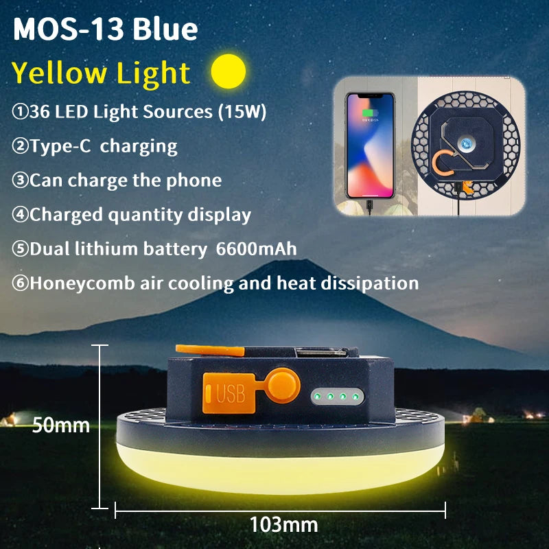 MOSLIGHTING 9900mAh Camping Light Portable Rechargeable Multifunctional LED Flashlight Fishing Emergency Maintenance Tent Lamp