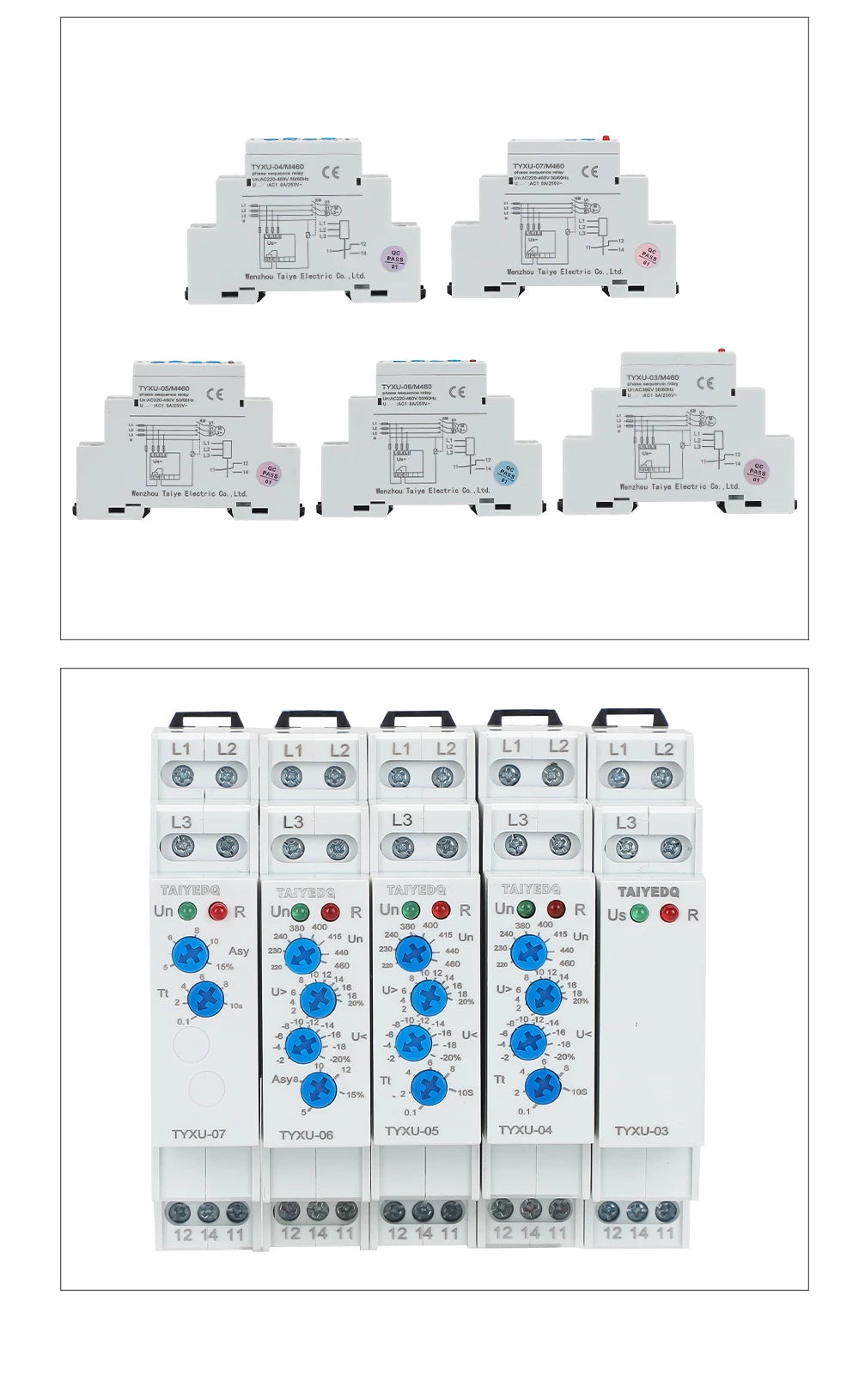 TYXU-03 Voltage Monitoring Relay Phase Sequence and Phase Failure Protection Relay 8A 10A 1SPDT 2SPDT