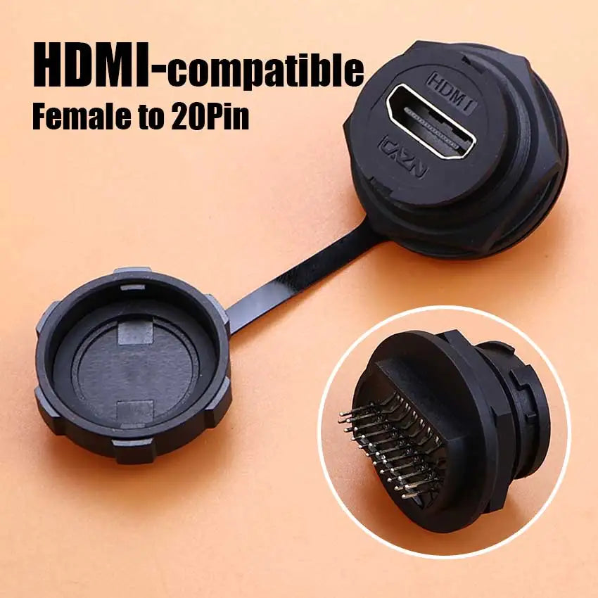 D Type Waterproof Chassis Connector USB Micro Type-C HDMI-compatible Female Converter Socket Panel Mount DIY Jack W/ Dust Cover