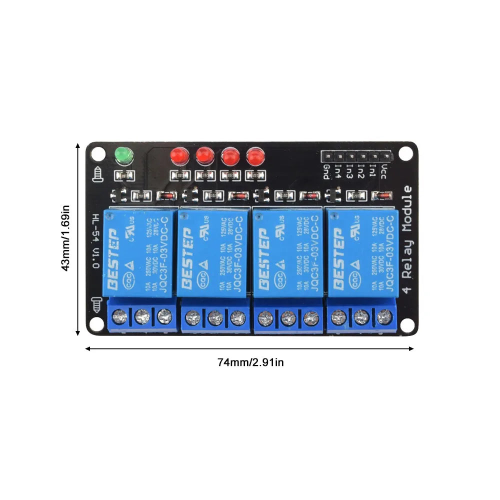 3V 3.3V 1/2/4 Channel Relay Module Low Level Trigger Liluminated Relay with Lamp Relay Output 4 Way Relay Module Power Supply