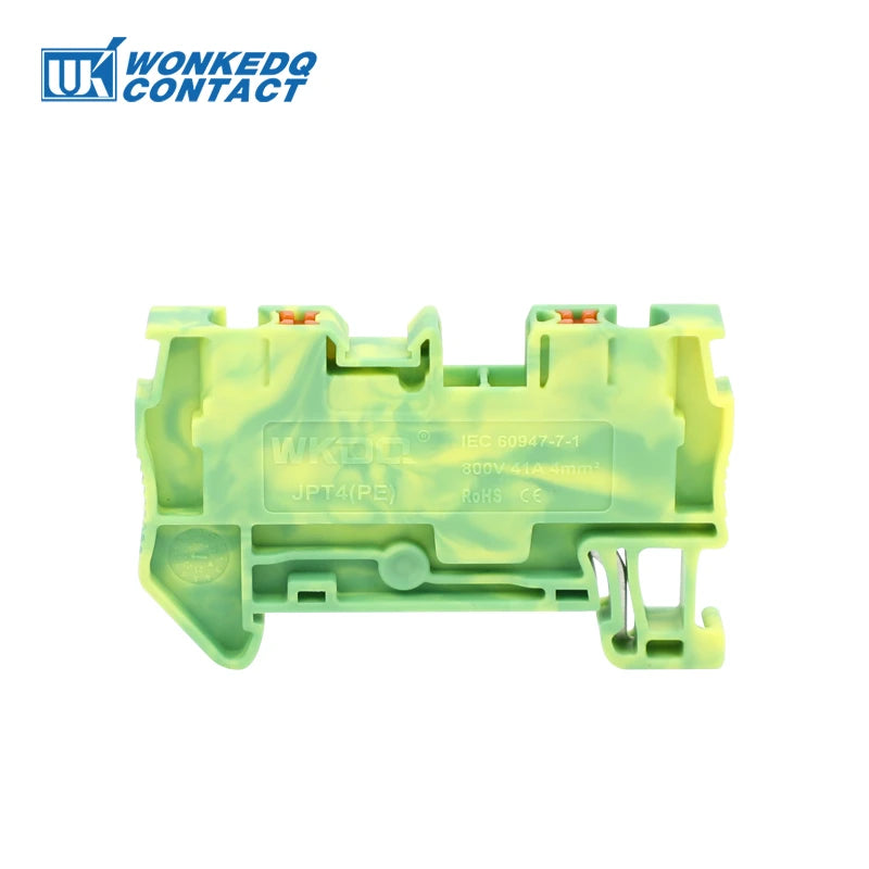 PT4-PE Push-in 4mm² Ground Din Rail Feed-Through Terminal Block Earth Strip Connector Wire Electrical Connector PT 4-PE