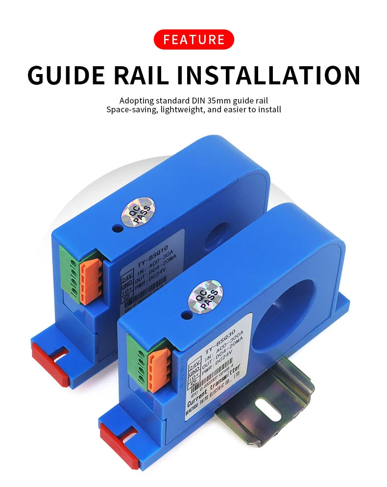 Hall DC Current Sensor Transmitter Output 4-20mA Power Supply 24VDC 0-150A Input 10mm 22mm 30mm Hole Current Transformer