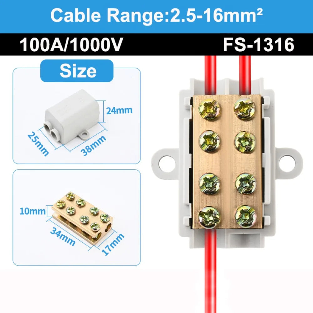 New Conductor Brass High Power Splitter Large Current Universal Quick Terminal Block Terminal Blocks Electrical