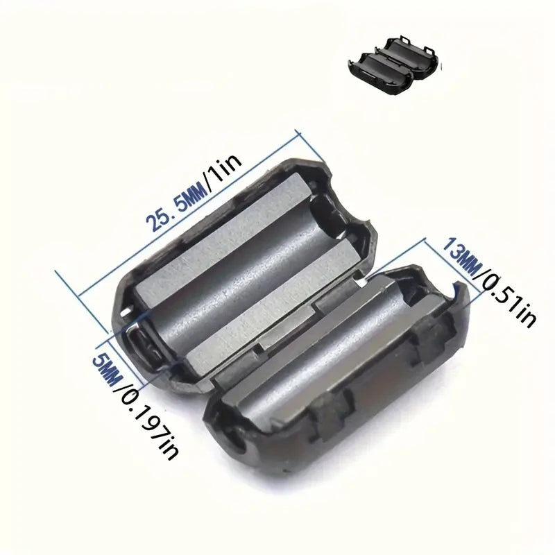 6/10PC Snap Magnetic Ring Ferrite Filter For Cable Shield Removable EMC Inner Diameter  5mm 7mm 9mm 11mm 13MM Degaussing Filter