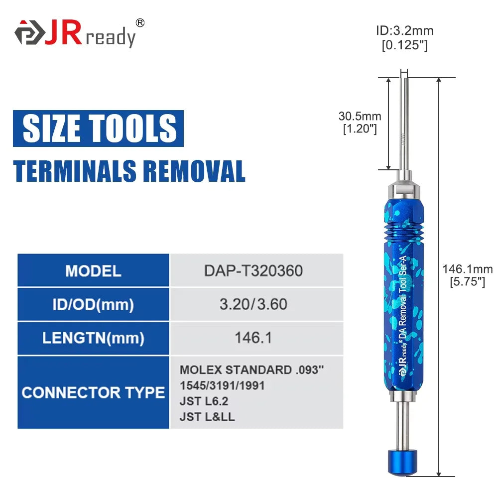 JRready Terminal Extractor Tool For HARTING/TE&AMP 4.2/6.35/2.13/CPC&Molex&Delphi Weatherpack&Amphenol RT360 Series Connectors
