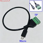 1PC USB 2.0 Female B to 5 Pin Female Bolt Screw Connector Adapter Cable Micro USB Mini USB Type-C Male with Shield Terminal Plug