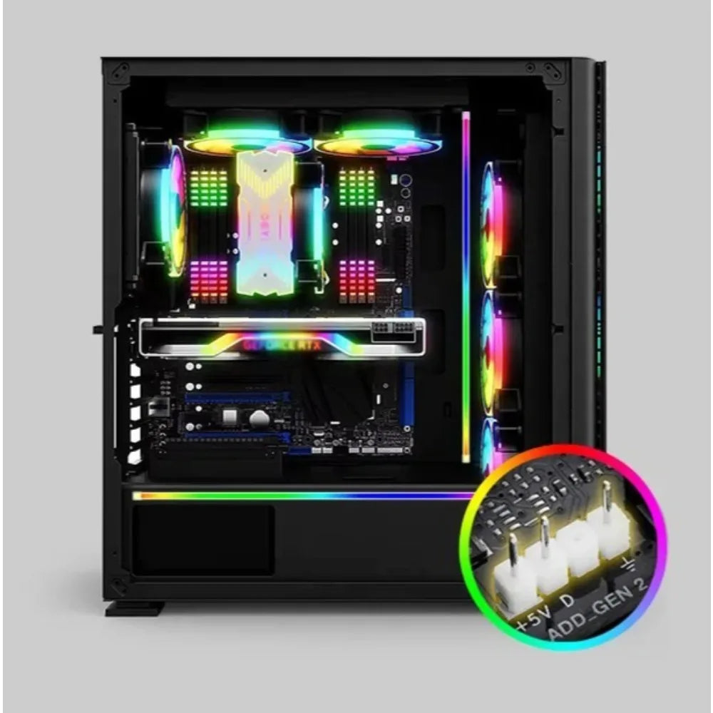 Soft Neon Addressable Rainbow PC WS2812b LED Strip Light for 5V 3pin ARGB Header PC Case Asus Aura Sync RGBIC Fusion MSI Mystic