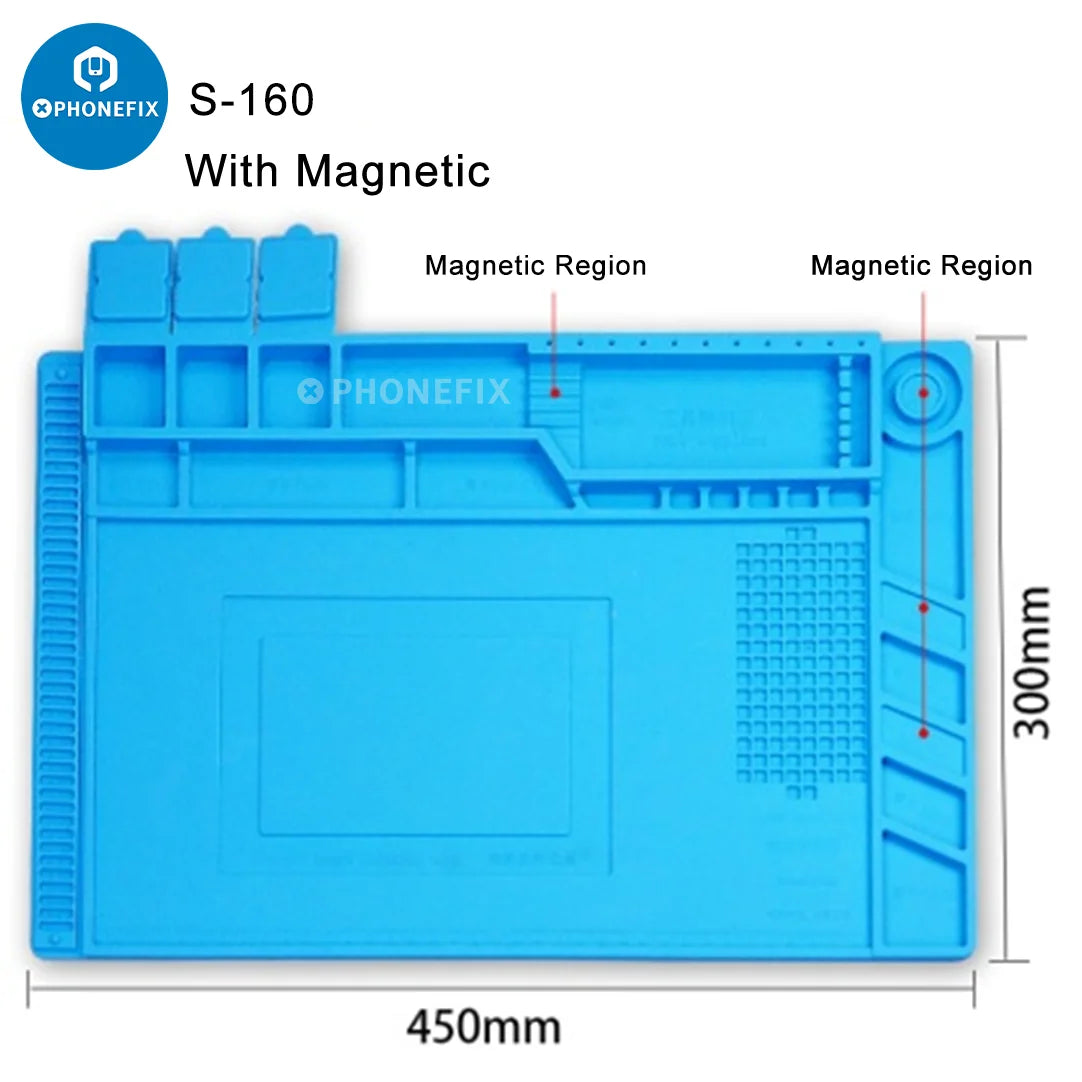 Silicone Soldering Mat Desk Platform for BGA Welding Station Solder Iron Phone PC Repair Magnetic Heat Insulation Pad S-180