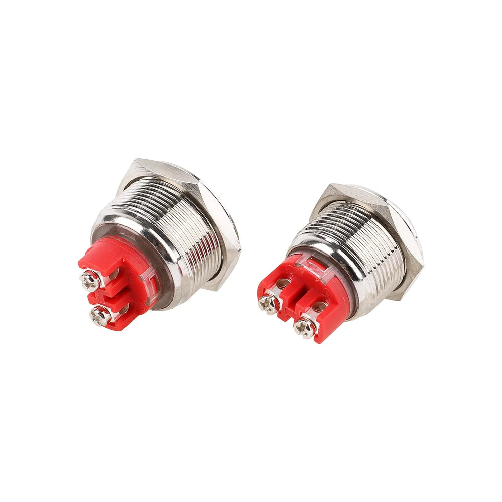 1NO 16mm19mm22mm Waterproof Momentary Latching Metal Doorbell Horn Push Button Switch Fixation Lock Reset NO LED screw terminal