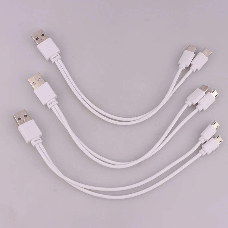 2 In 1 USB Male To Micro USB/Type-C Splitter Data Transfer Charging Cable For For Android Smartphones Tablet Dual Micro USB