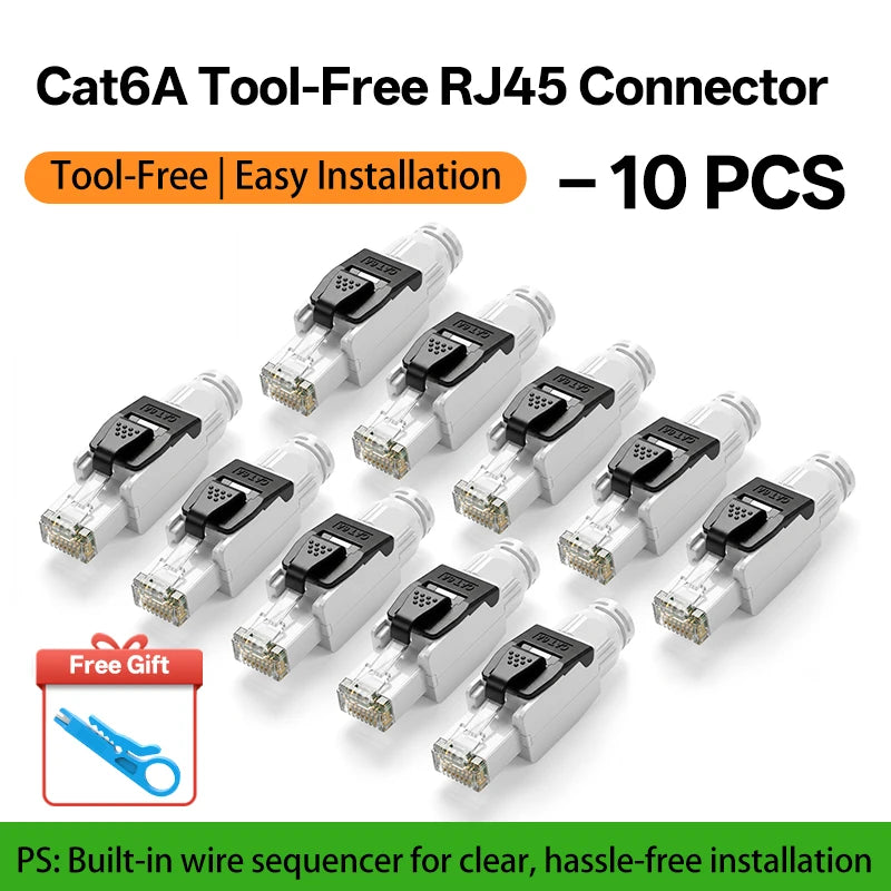 BYXGD Toolless RJ45 Connector Reusable 100/1000Mbps Shielded Cat5e Tool Free Plug