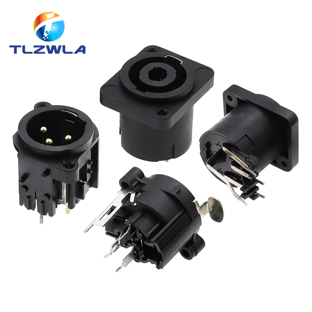1PCS 3pin XLR Female Socket Connector Panel Mount Mixer Microphone Audio Speakers Plug Adapter